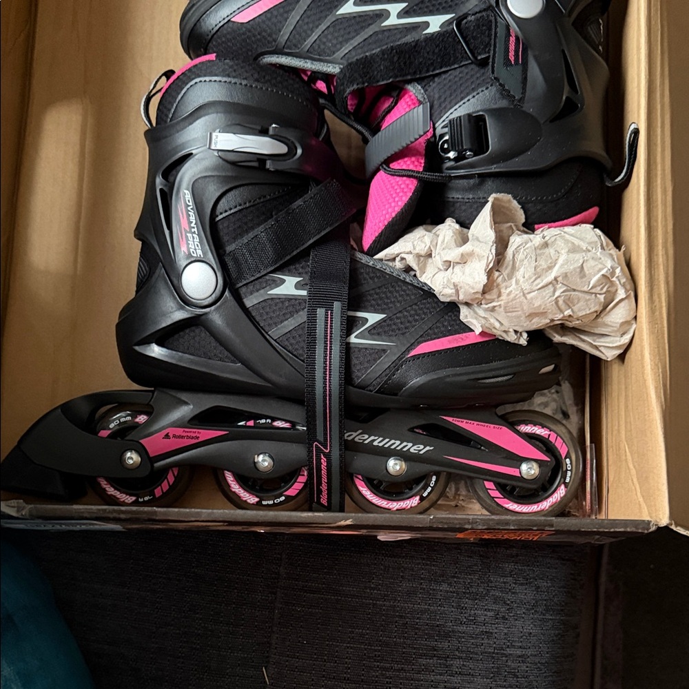 Black and Pink Inline Roller Skates